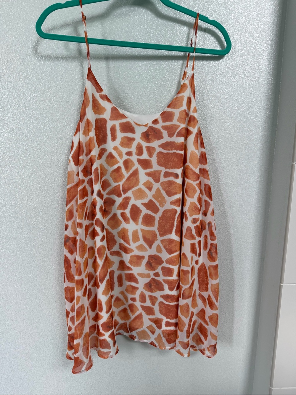 Giraffe Print Spaghetti Strap Tank Top - Orange & White